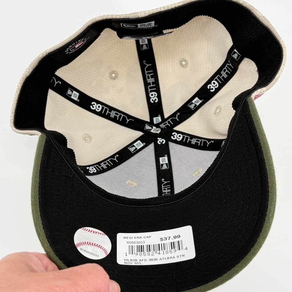 Atlanta Braves MLB Hat Khaki Armed Forces Day 2025 39THIRTY Stretch‎ Fit Cap NEW - Picture 9 of 14